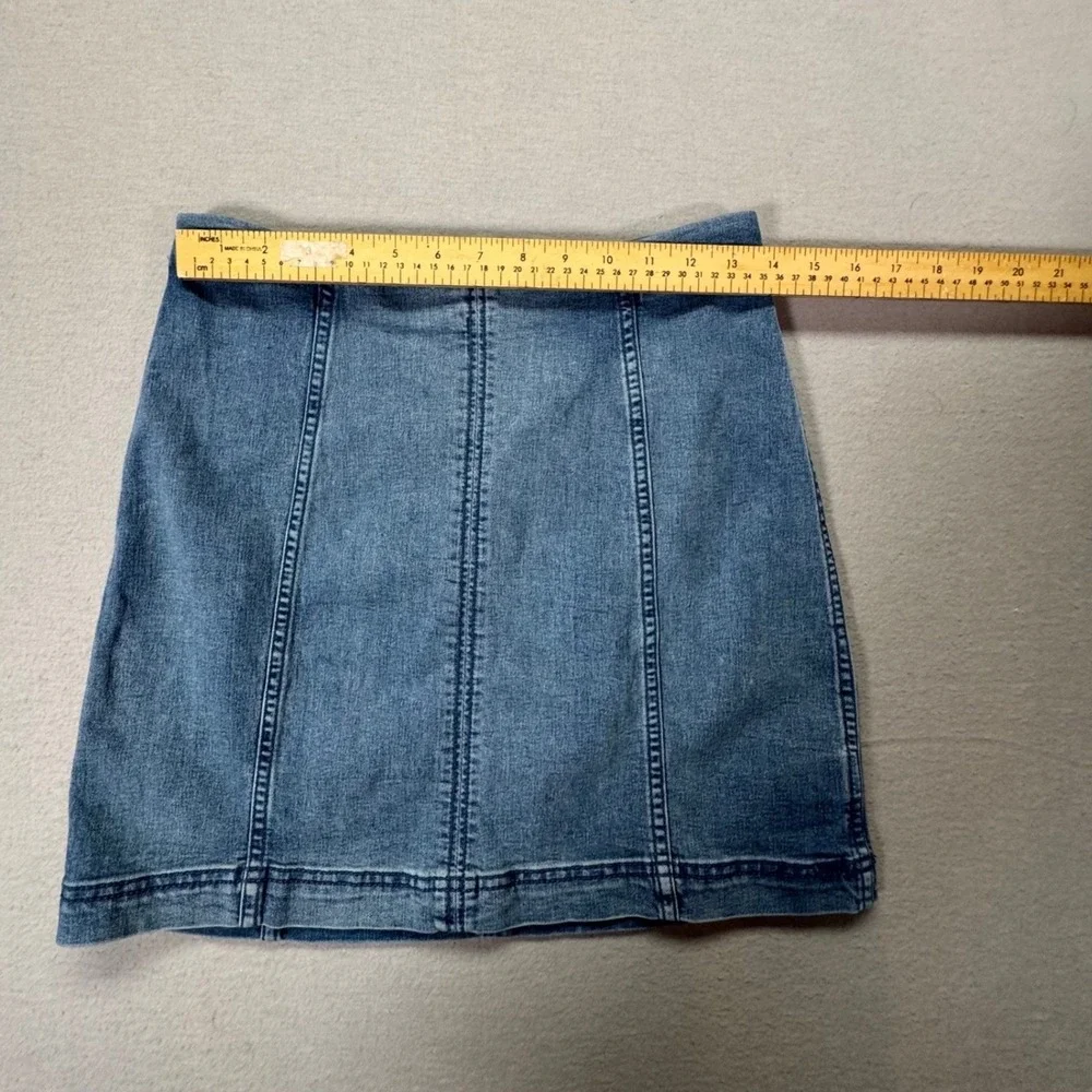 Free People Womens Denim Skirt A-Line Blue Seam‎ Detail Mini Size 10